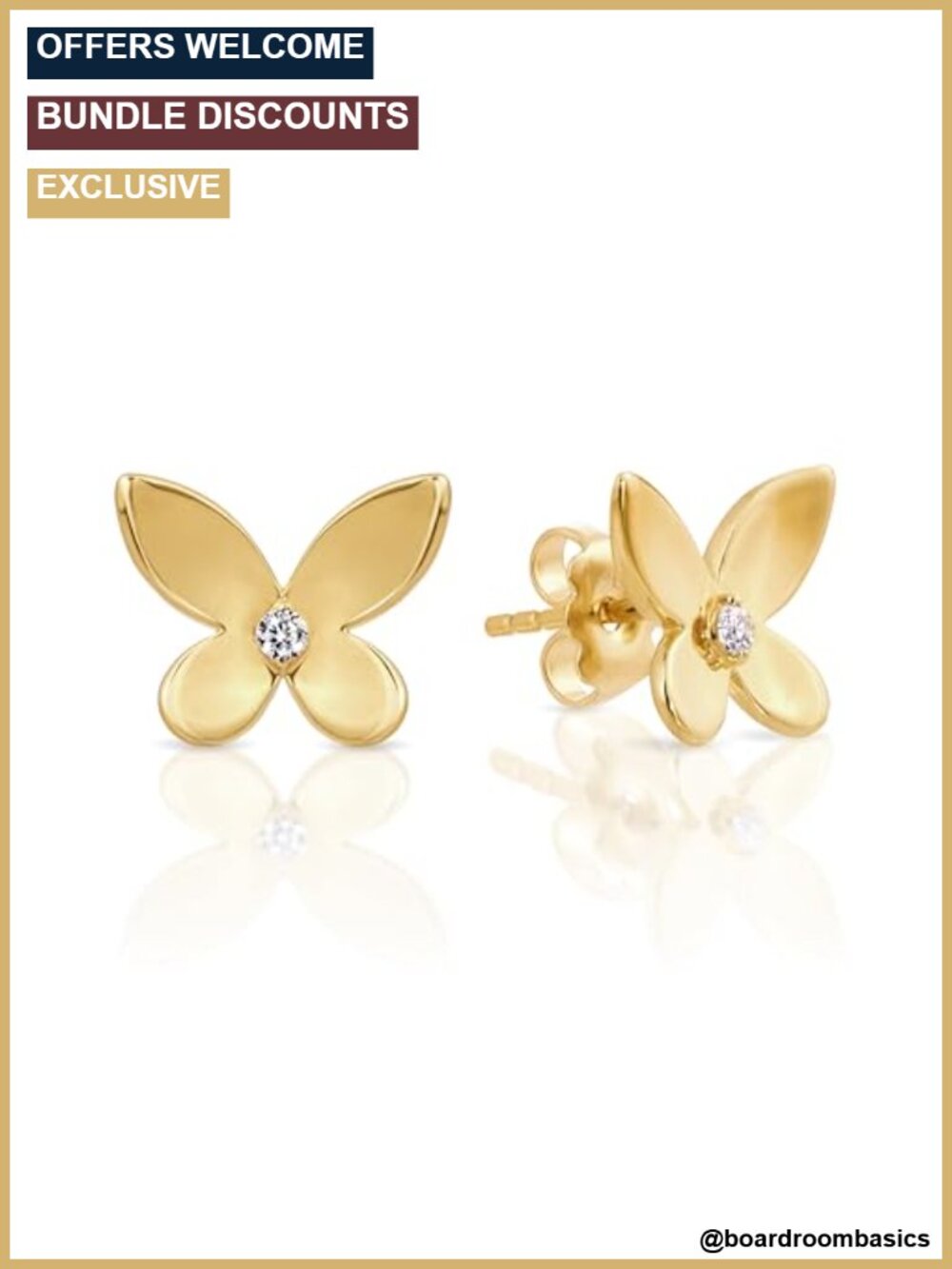 22K Gold-Plated Cubic Zirconia Stud Earrings Hypoallergenic SecureGrip